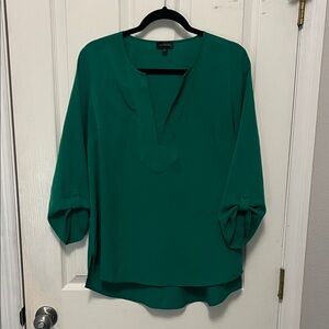 Limited Green Tunic Blouse with V-Neck